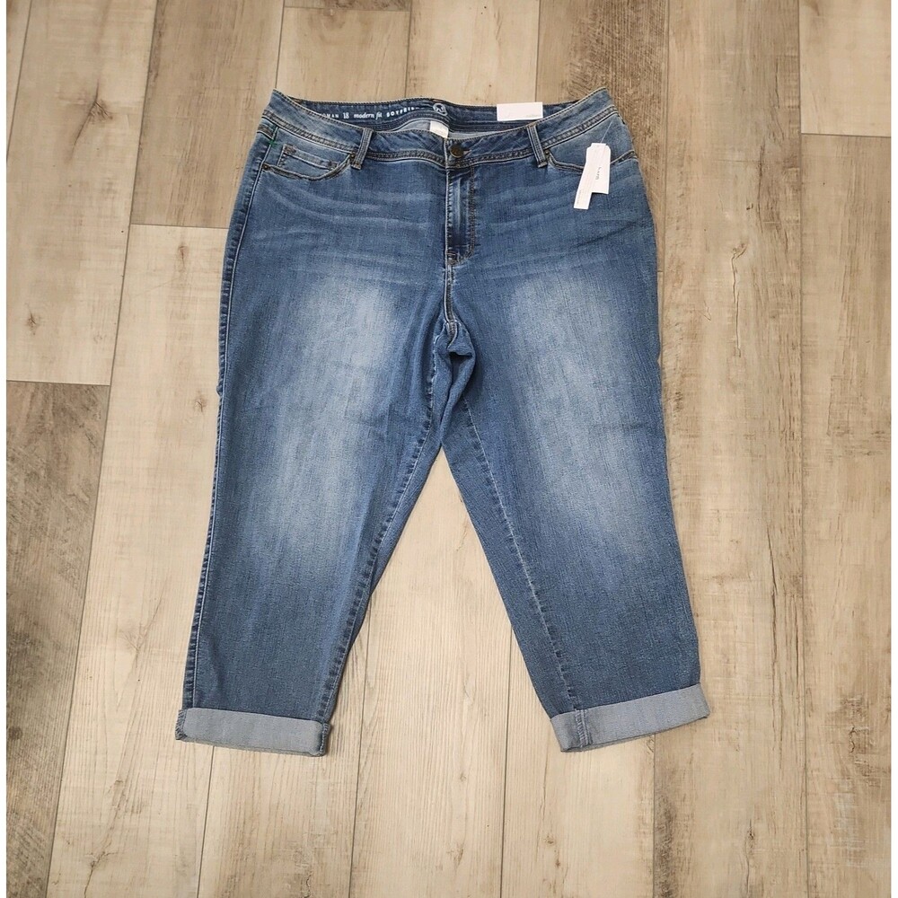 Dressbarn Women’s 18W 30"L Boyfriend Jeans Blue Light Wash Denim Stretch NWT